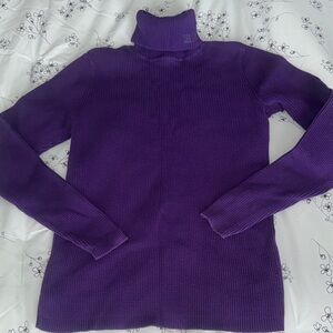 Ralph Lauren Purple Ribbed Turtleneck Sweater